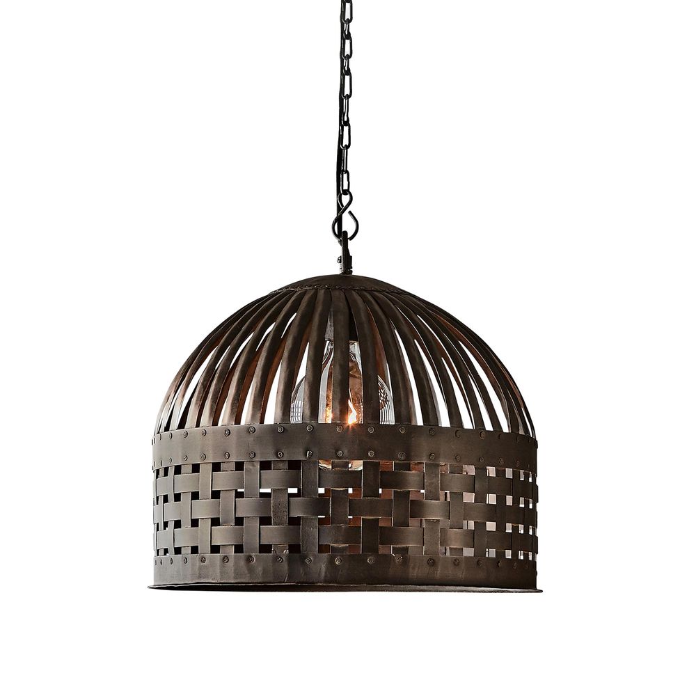 Esch Small - Antique Black - Woven Iron Strips Pendant Light