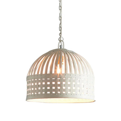 Esch Small - Antique White - Woven Iron Strips Pendant Light