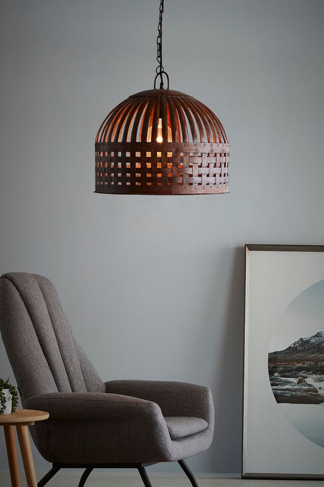 Esch Small - Rust - Woven Iron Strips Pendant Light