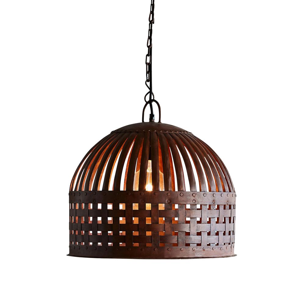 Esch Small - Rust - Woven Iron Strips Pendant Light