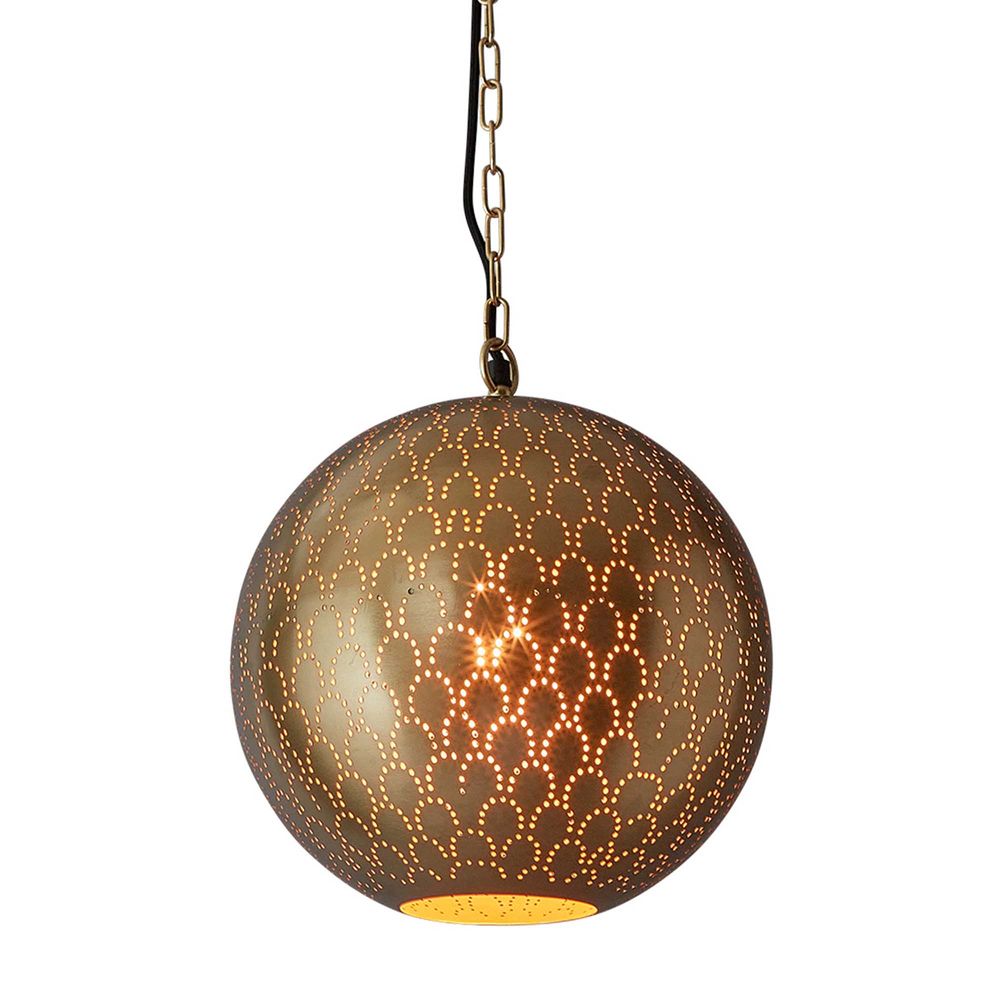 Mamba Perforated Round Pendant Light Brass