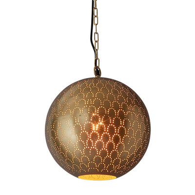 Mamba Perforated Round Pendant Light Brass