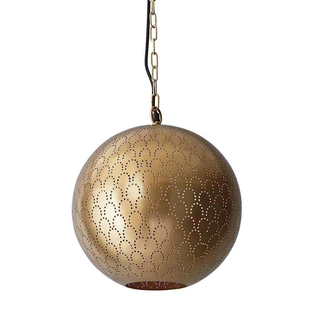 Mamba Perforated Round Pendant Light Brass