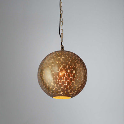 Mamba Perforated Round Pendant Light Brass