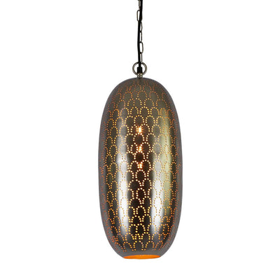 Anaconda Perforated Tall Oblong Pendant Light Nickel