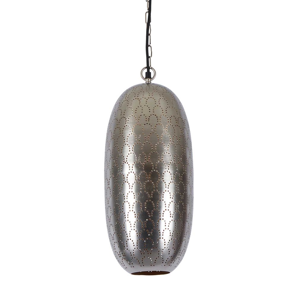 Anaconda Perforated Tall Oblong Pendant Light Nickel