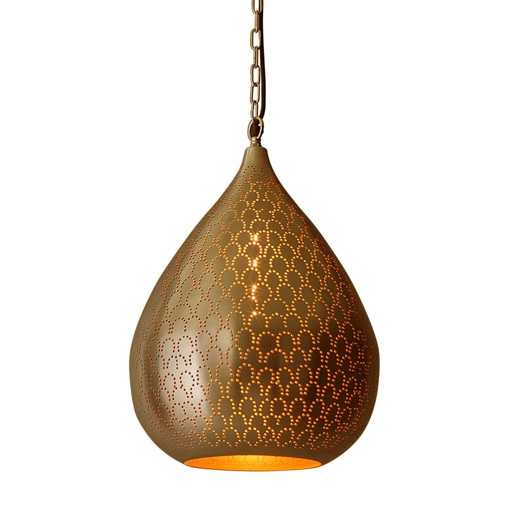 Taipan - Brass - Perforated Teardrop Pendant Light