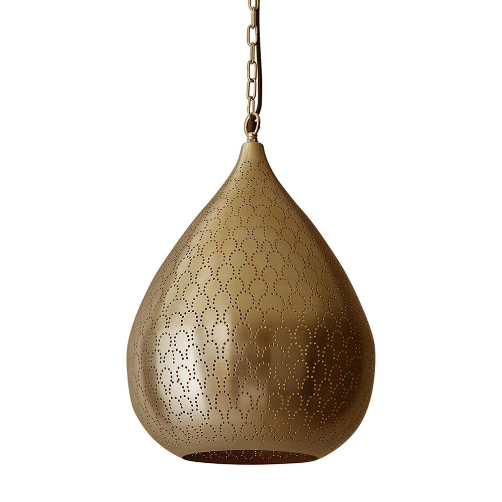 Taipan - Brass - Perforated Teardrop Pendant Light