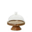 Alicia Glass Cloche Cake Cover with Wooden Base Small