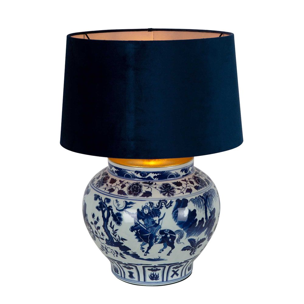 Woody Ceramic Table Lamp Base Blue and White