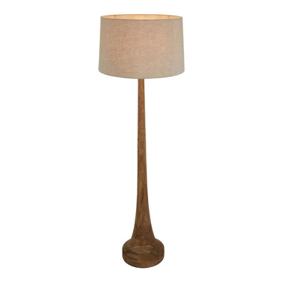 Lancia Large - Dark Natural - Turned Wood Slender Floor Lamp