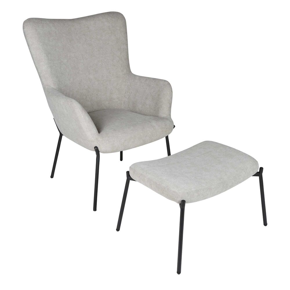 Justin Armchair with Stool Grey