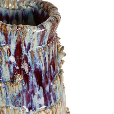 Chiselled Bark Ceramic Vase Medium Blue