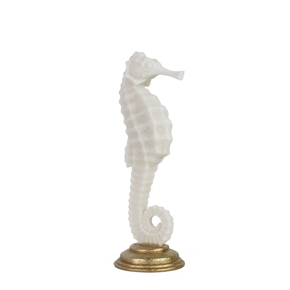 Kipper Seahorse Statue White Large