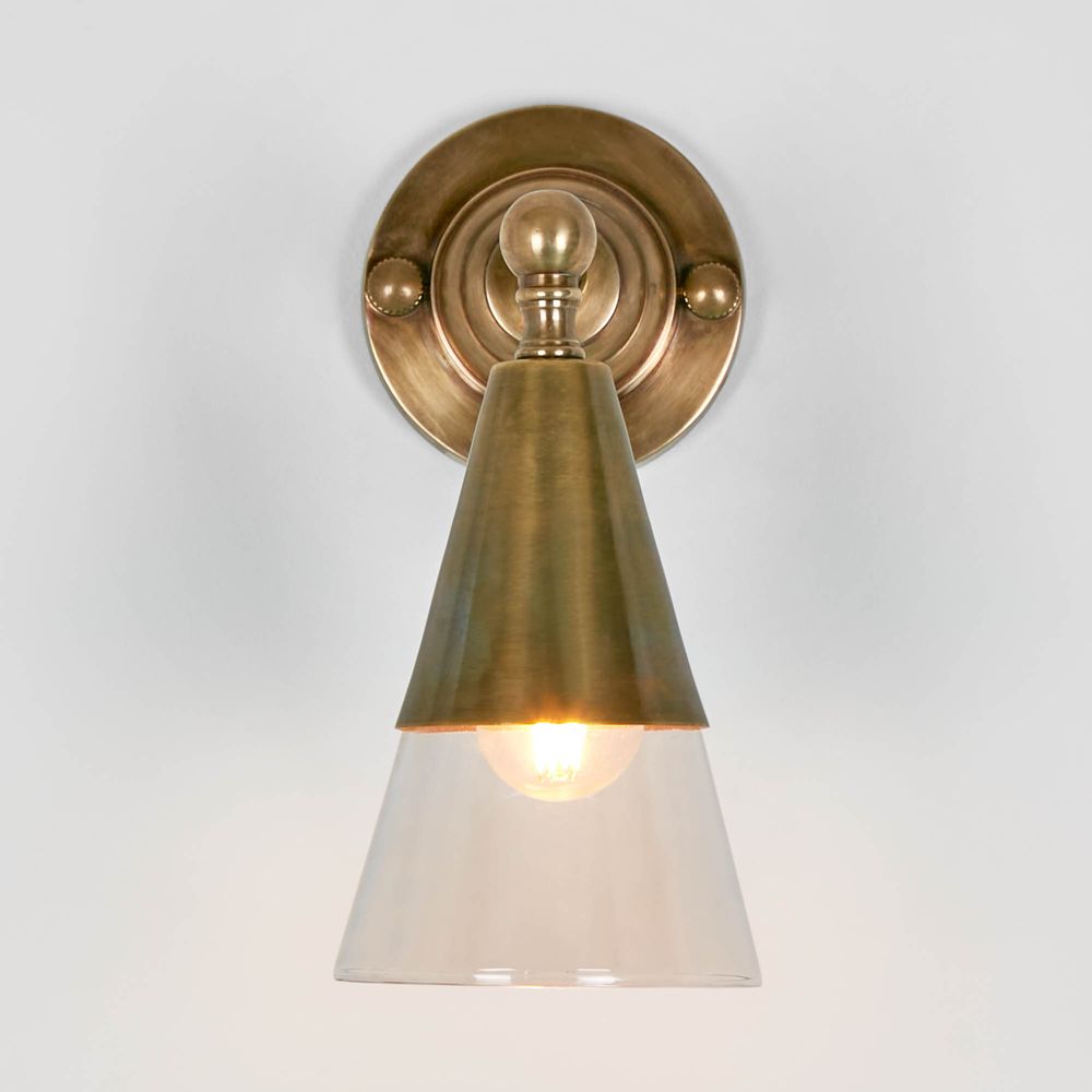 Otto Wall Light With Glass Shade Antique Brass