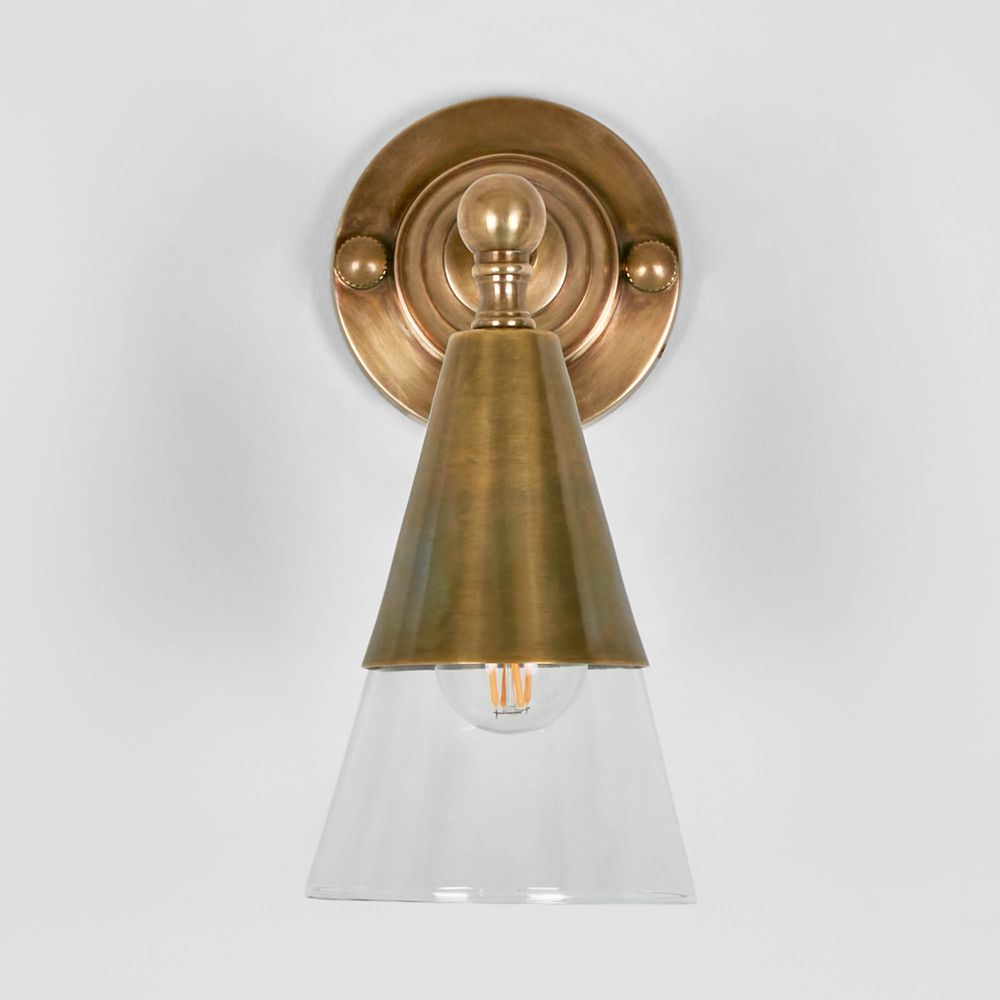 Otto Wall Light With Glass Shade Antique Brass