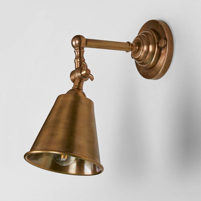 Utopia Wall Light with Metal Shade Antique Brass