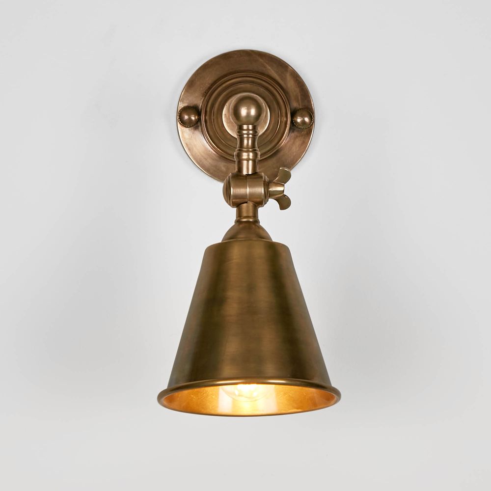 Utopia Wall Light with Metal Shade Antique Brass