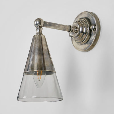 Otto Wall Light With Glass Shade Antique Silver