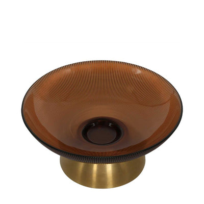 Gable Glass Footed Bowl Small Brown