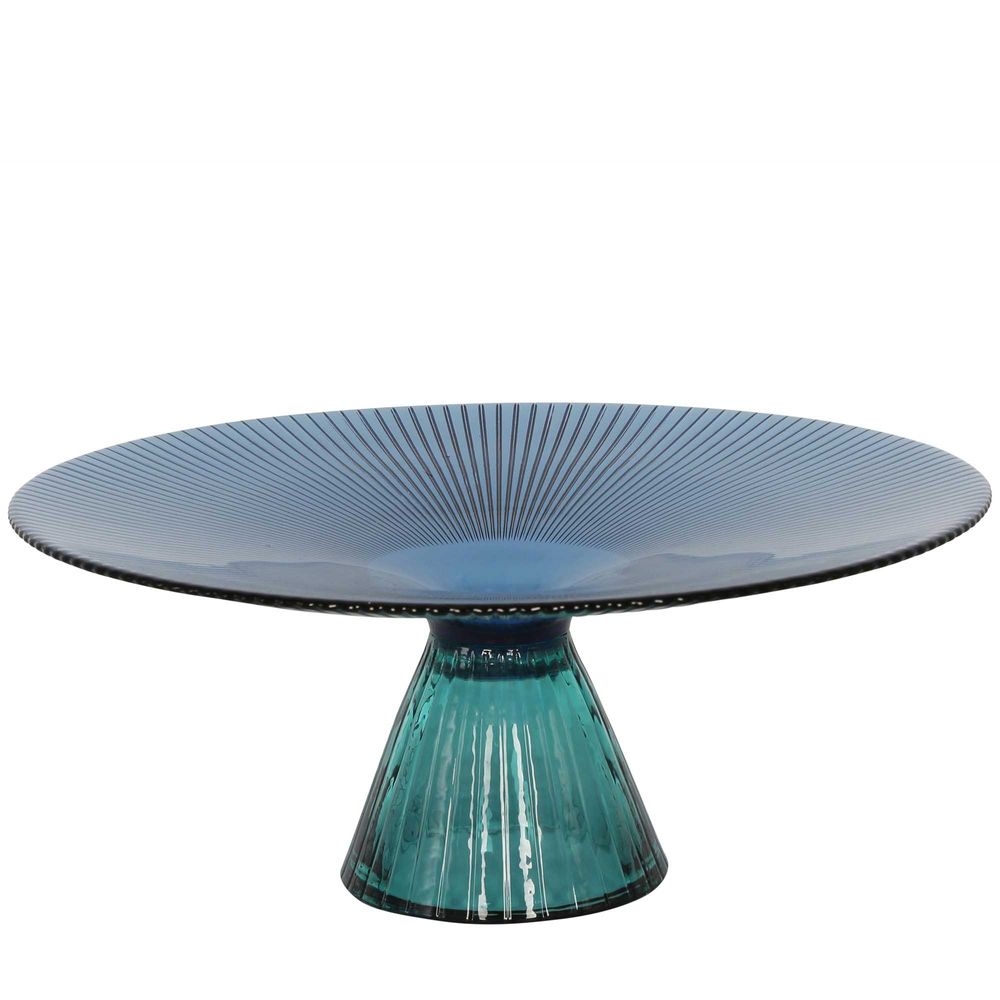 Morello Glass Footed Bowl Blue