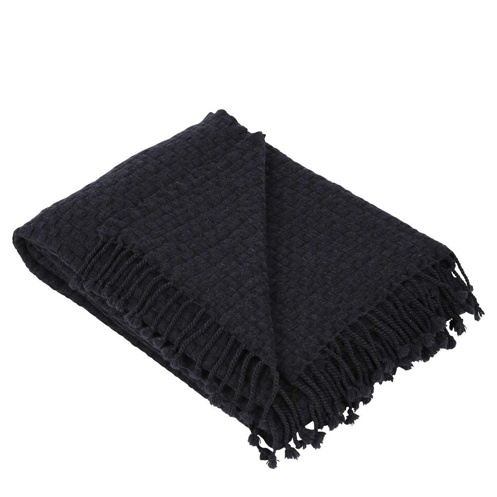 Flint Wool Throw Throw Navy 130x170cm