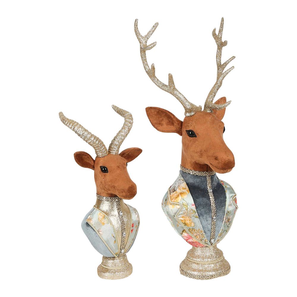 Arboir Brocade Deer Bust Large Blue