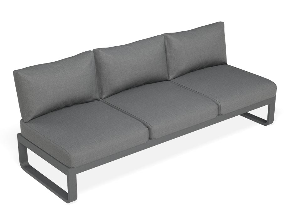 Fino Config C - Outdoor Modular Sofa in Matt Charcoal aluminium with Dark Grey Cushions