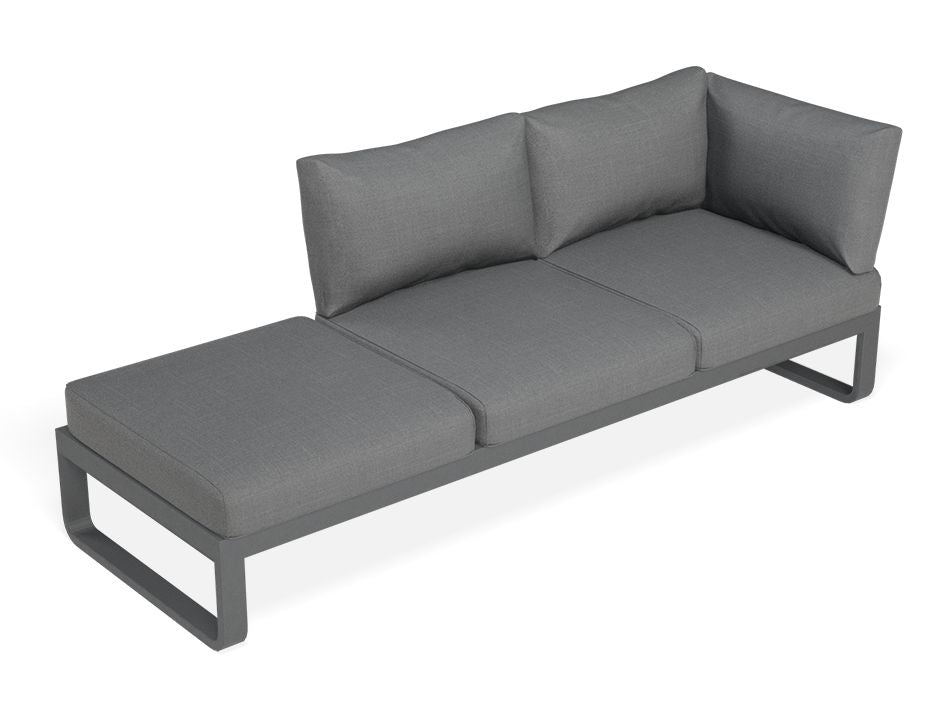 Fino Config C - Outdoor Modular Sofa in Matt Charcoal aluminium with Dark Grey Cushions