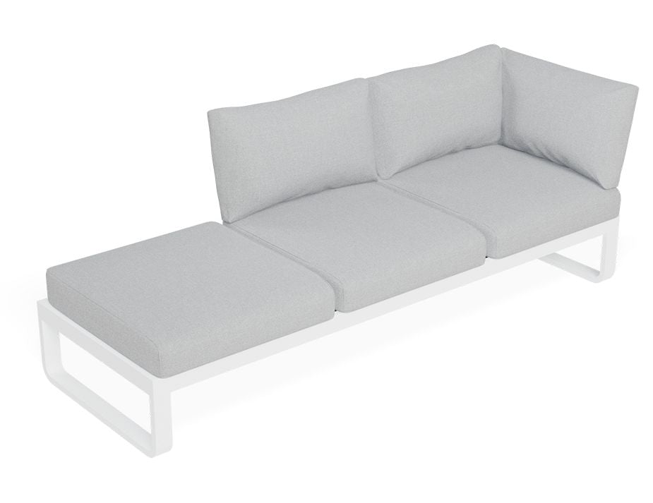 Fino Outdoor 3 Seater Sun Lounge in Matt White Frame / Light Grey Fabric