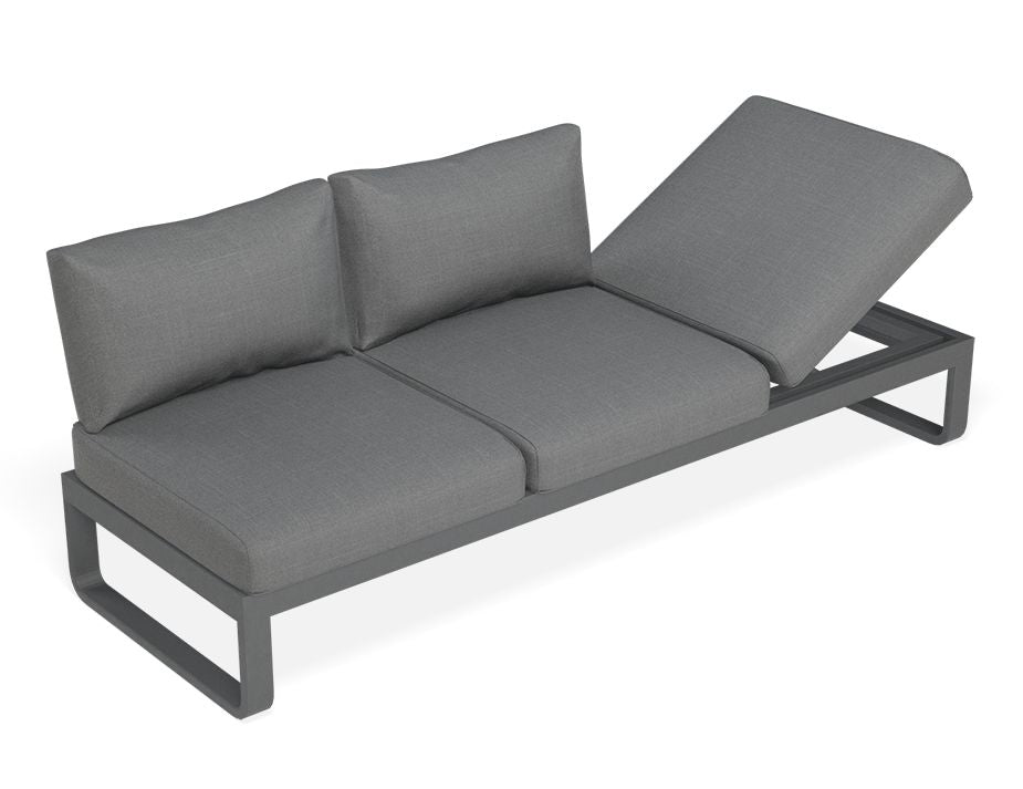 Fino Config E - Outdoor Modular Sofa in Matt Charcoal aluminium with Dark Grey Cushions