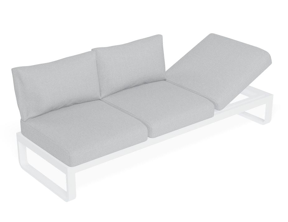 Fino Config E - Outdoor Modular Sofa in Matt White aluminium with Light Grey Cushions