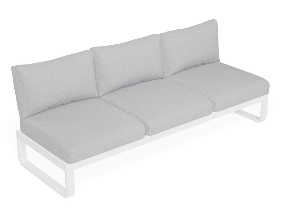 Fino Config C - Outdoor Modular Sofa in Matt White aluminium with Light Grey Cushions