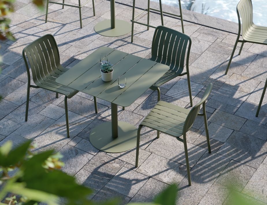 Roku Outdoor Dining Chair in Matt Eucalyptus Green - No Cushion