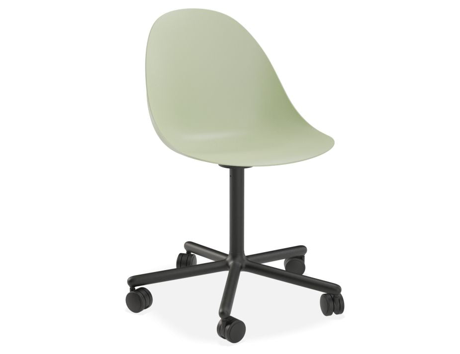 Pebble Chair Mint Green with Shell Seat - Swivel Base w Castors - Black