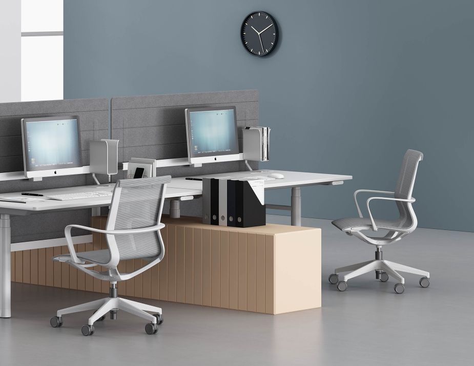 Lunar Low back Office Chair - Light Grey Frame - Light Grey Mesh