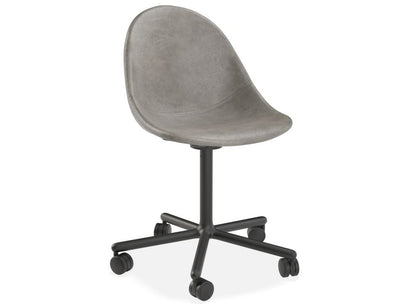 Pebble Chair Grey Upholstered Vintage Seat - Pyramid Fixed Base with Castors - Black