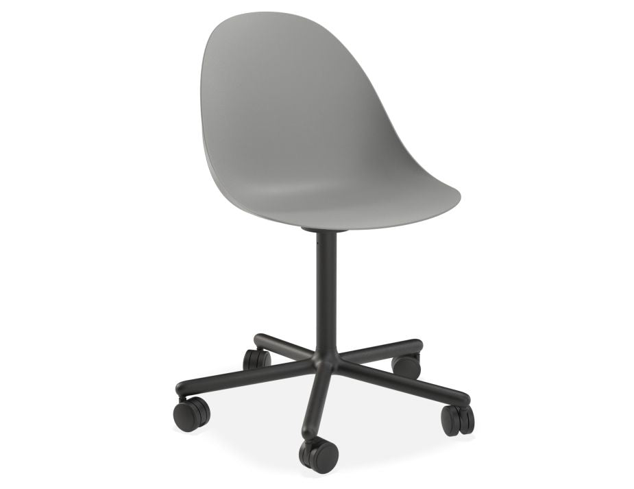 Pebble Chair Grey with Shell Seat - 4 Post Stackable Base - Black