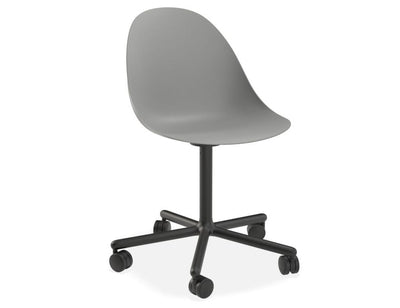 Pebble Chair Grey with Shell Seat - Swivel Base - Black