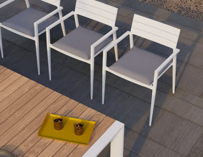 Halki Chair - Outdoor - White - With Dark Grey Cushion