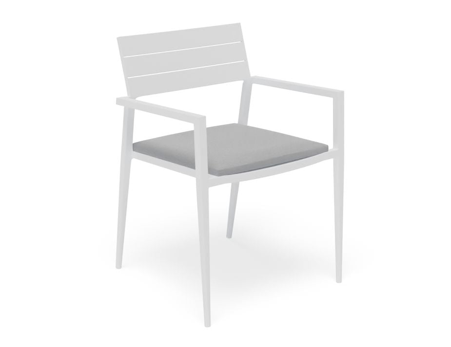 Halki Chair - Outdoor - White - With Dark Grey Cushion