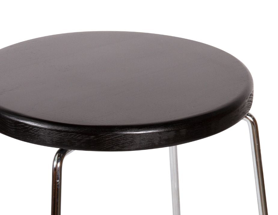 Hugo Bar Stool - Chrome - Black Seat - 78cm Round Black Seat / Commercial Bar Height