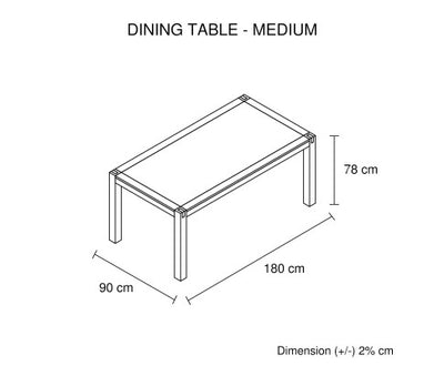 Dining Table with Solid Acacia Medium Size Wooden Base in Oak Colour