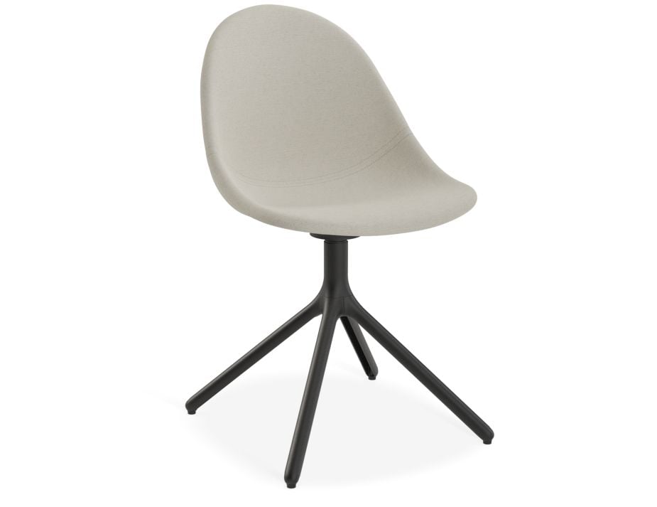 Pebble Fabric Light Grey Upholstered Chair - Pyramid Fixed Base with Castors - Black