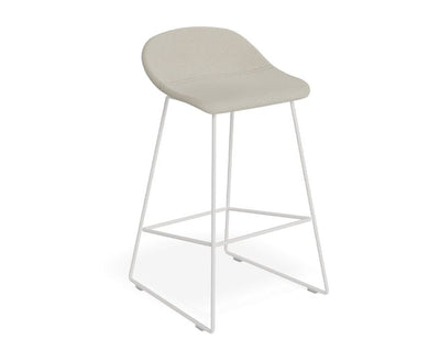 Pop Stool - White Frame and Light Grey Fabric Seat - 75cm Commercial Bar Height