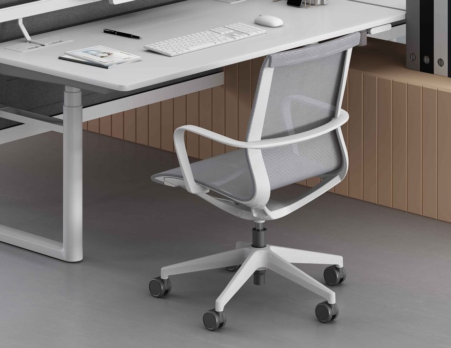 Lunar Low back Office Chair - Light Grey Frame - Light Grey Mesh