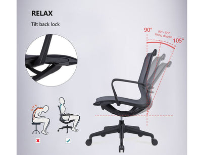 Lunar Low Back Office Chair - Black Frame - Black Mesh