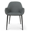 Dining Chair in Charcoal Grey PU With Black Legs (Set of 2)