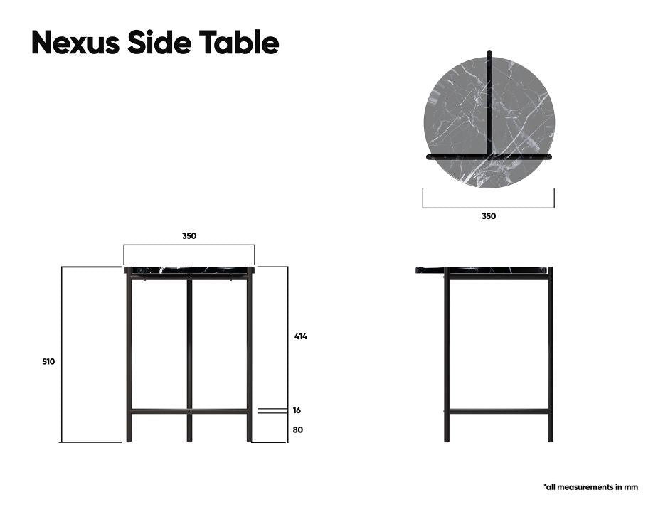 Nexus Marble Side Table - Black Marquina