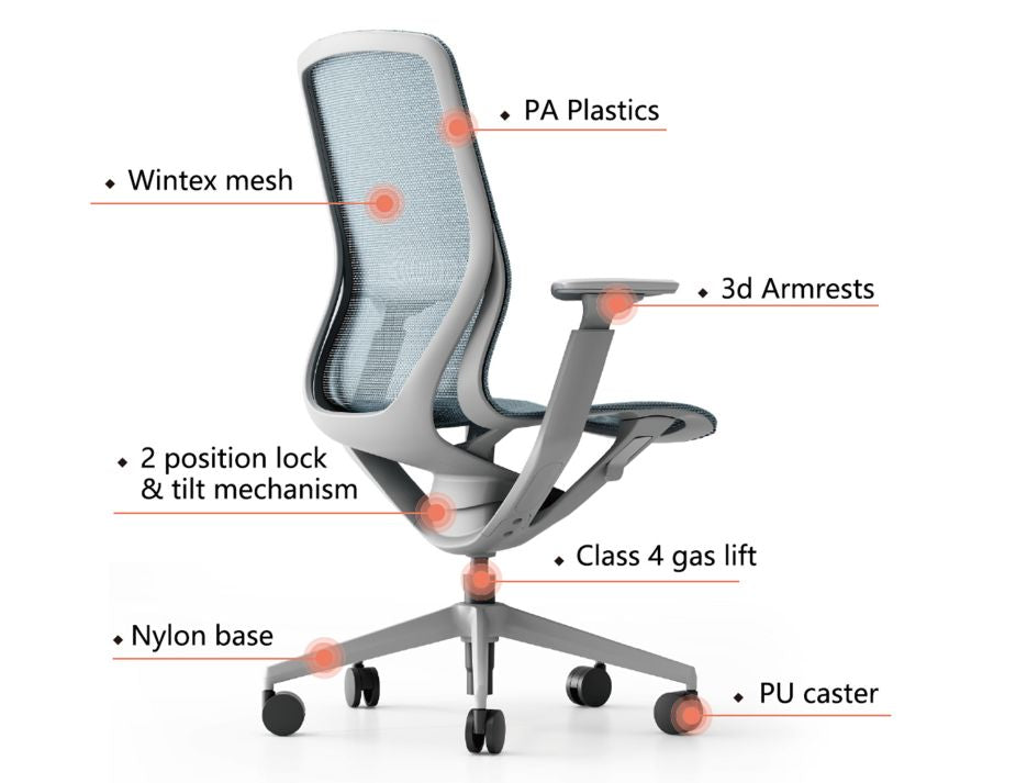 Gravity Ergonomic Office Chair - Charcoal Frame - Charcoal Mesh